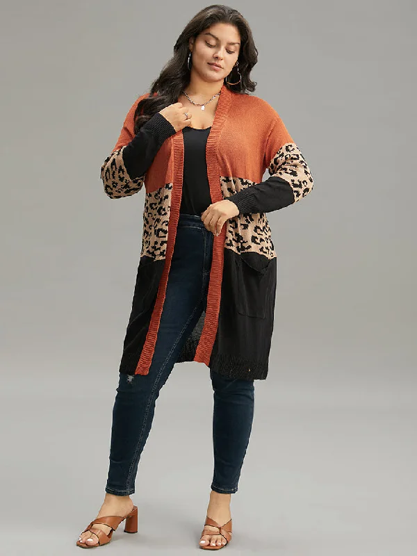 leopard-colorblock-patchwork-patched-pocket-cardigan