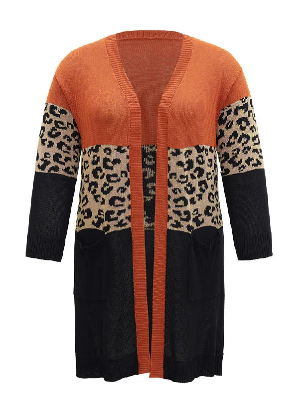 leopard-colorblock-patchwork-patched-pocket-cardigan