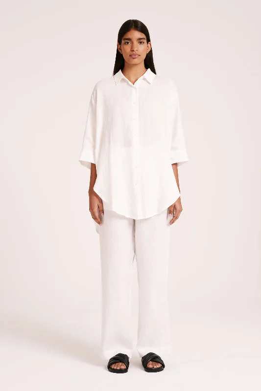 LOUNGE LINEN LONGLINE SHIRT