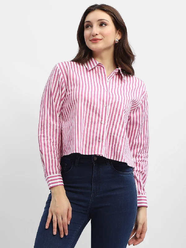 Madame Striped Fuschia Pink  Regular Shirt