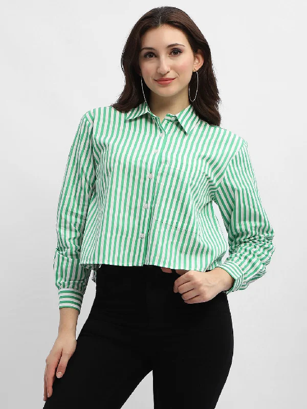 Madame Striped Green Regular Shirt