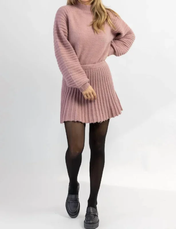 Manhattan Sweater Skirt Set In Mauve