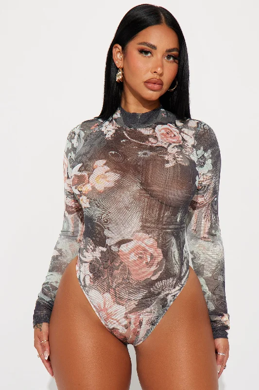 Marilyn Floral Mesh Bodysuit - Black/combo