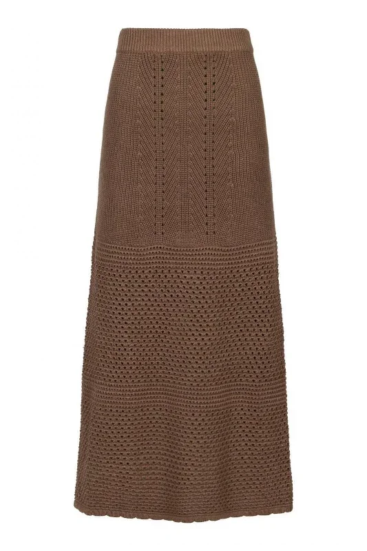 Neo Noir - Lyric Crochet Knit Skirt - Dusty Brown