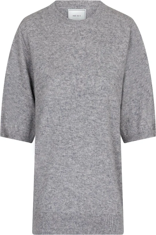 Neo Noir - Missy Knit Tee - Light Grey Melange