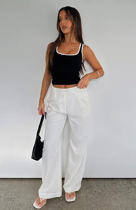 No One's Fault Tailored Linen Pants White