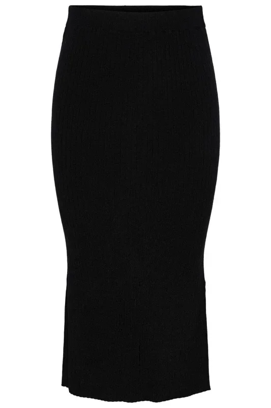 Pieces - Pccrista Midi Knit Skirt - 4350291 Black