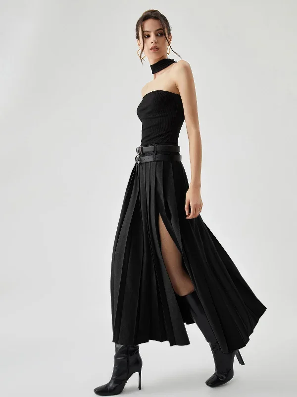 pleated-split-maxi-skirt