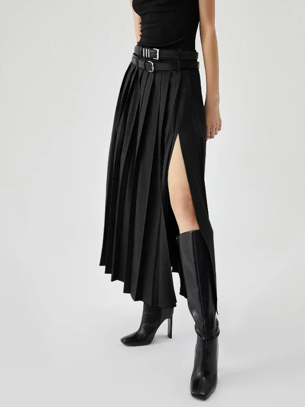 pleated-split-maxi-skirt