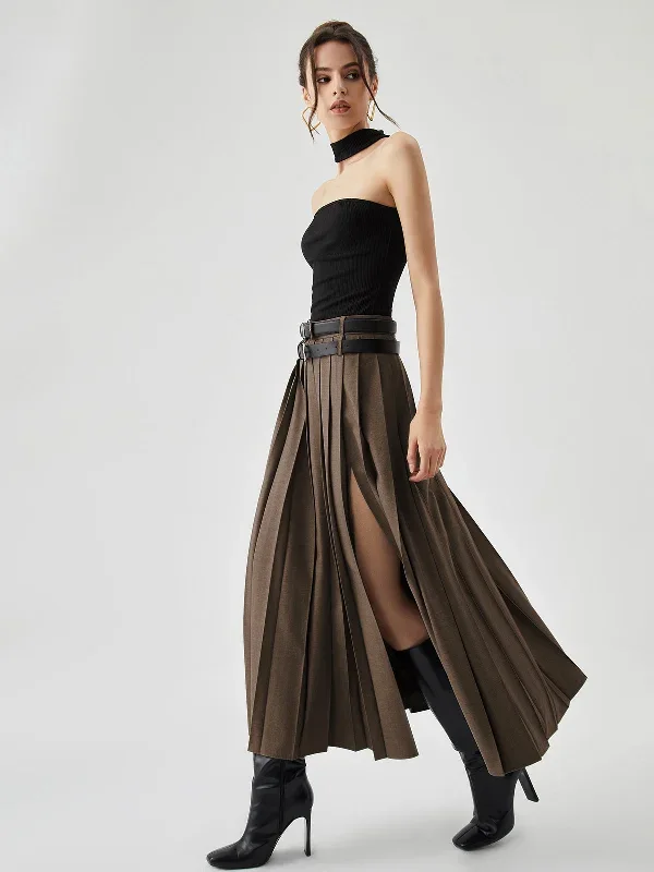 pleated-split-maxi-skirt