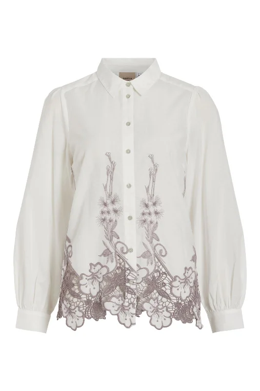 Vila - Vitory Ls Shirt/Rou - 4450728 Egret Nirvana