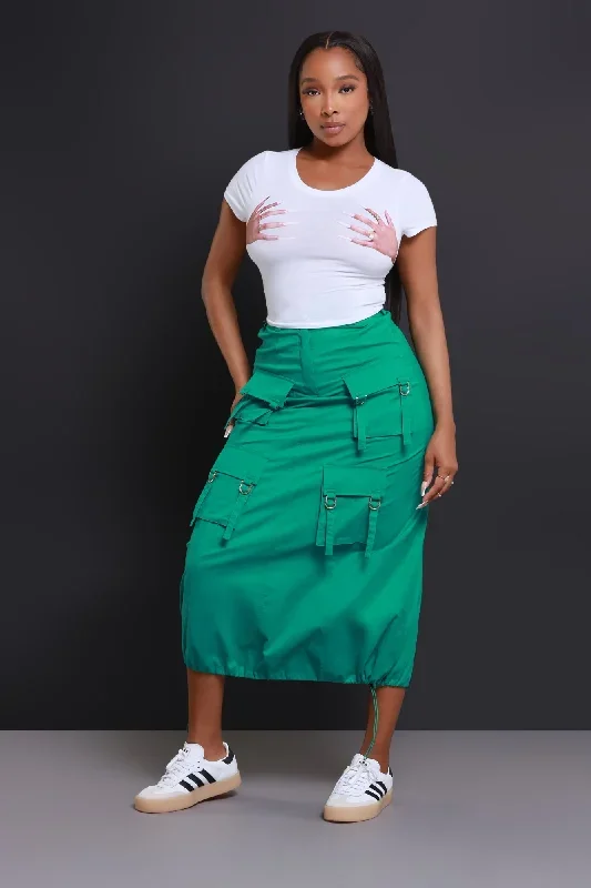 Safe & Sound Cargo Midi Skirt - Green