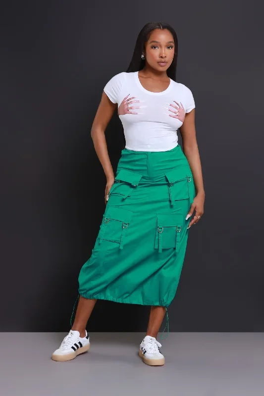 safe-sound-cargo-midi-skirt-green