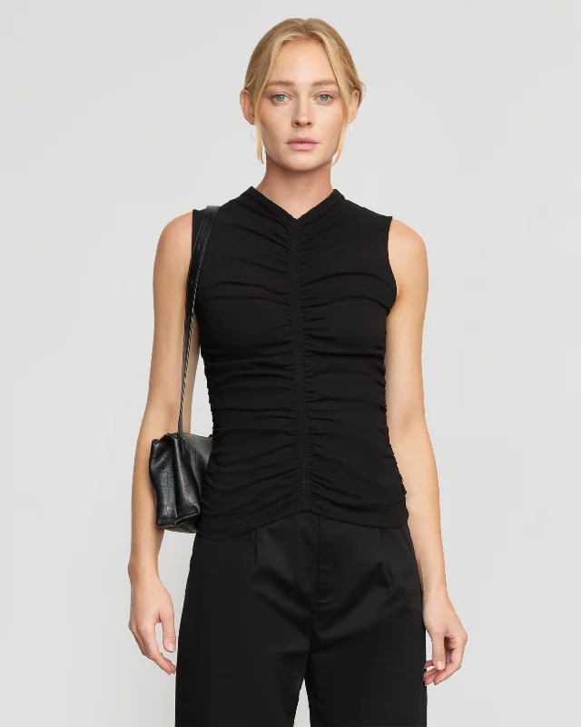 saleha-sleeveless-ruched-front-tank-black