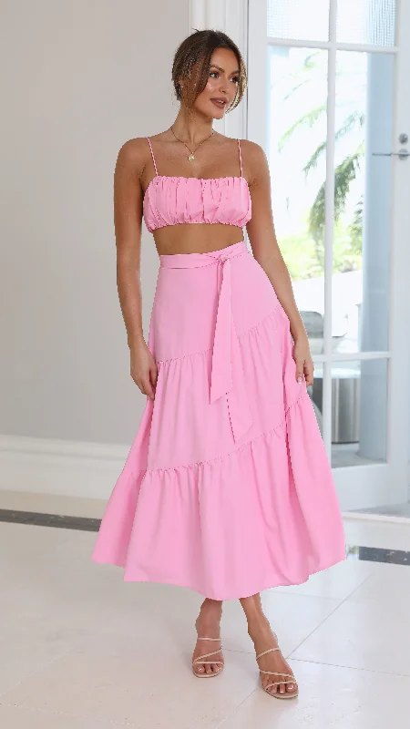 Saraya Top and Skirt Set - Pink