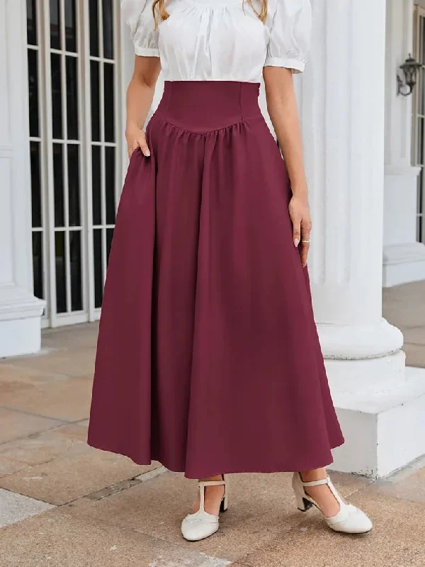 scarlet-darkness-women-renaissance-maxi-skirt-elastic-high-waist-swing-skirt-with-pockets