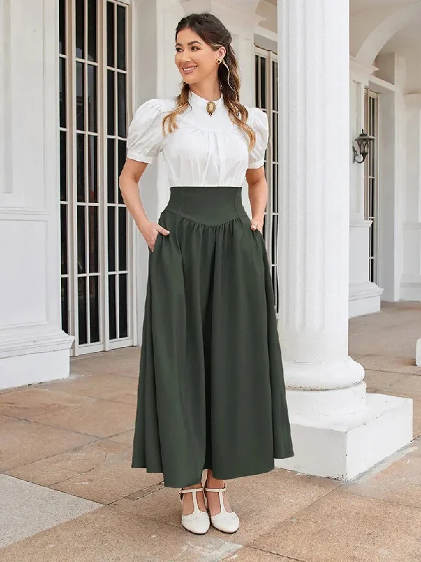 scarlet-darkness-women-renaissance-maxi-skirt-elastic-high-waist-swing-skirt-with-pockets