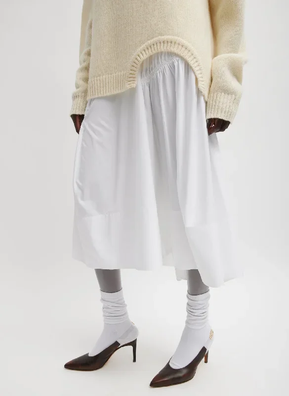 shirred-nylon-paneled-skirt-white