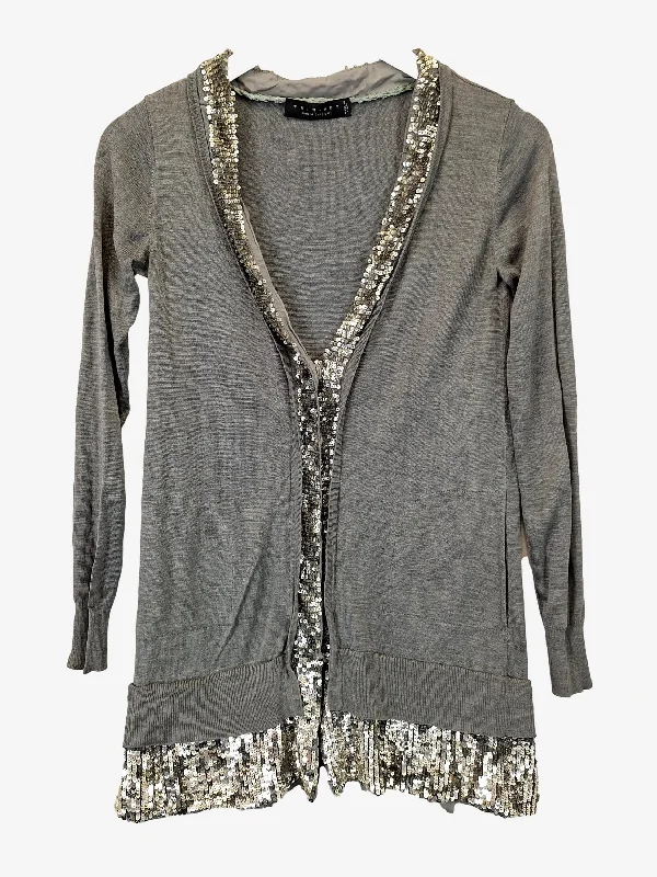 Simona Barbieri Stylish Sequin Trim Longline Cardigan Size S