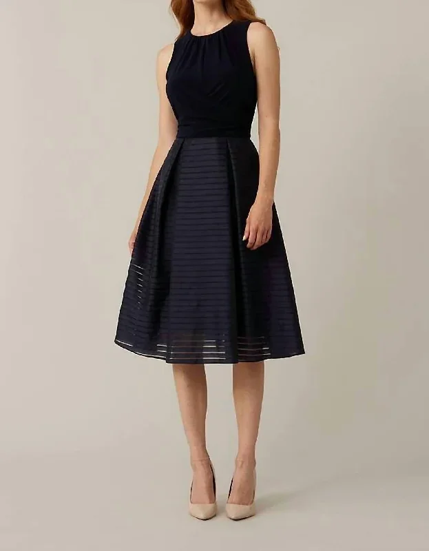 Sleeveless Dress With Full Skirt In Midnight Blu