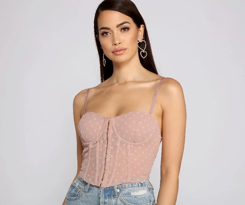 So Glam Swiss Dot Corset Crop Top