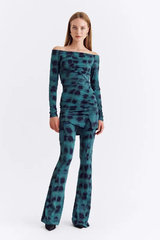 Suboo Shibori Gathered Print Pants - Green Print