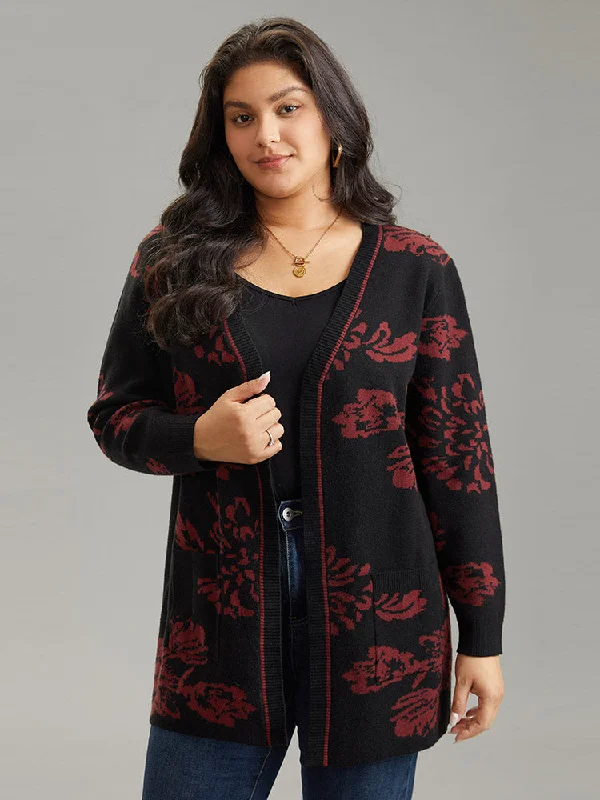 Supersoft Essentials Jacquard Pocket Open Front Cardigan