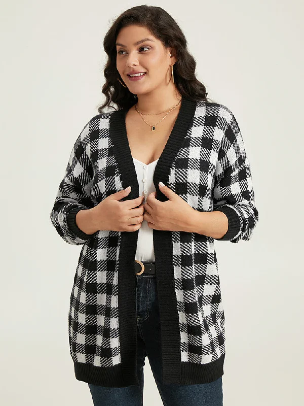 Supersoft Essentials Plaid Elastic Cuffs Cardigan