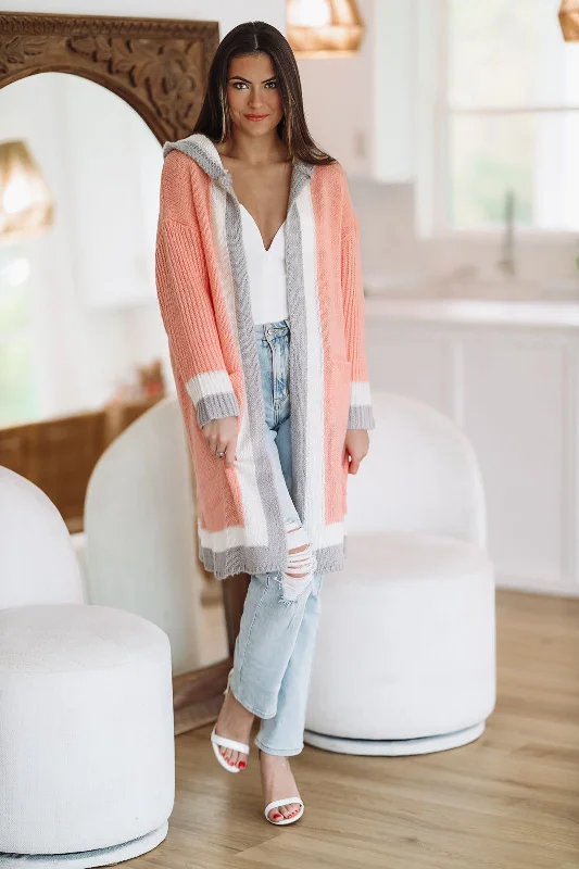 The Color Block Cardigan - Light Pink