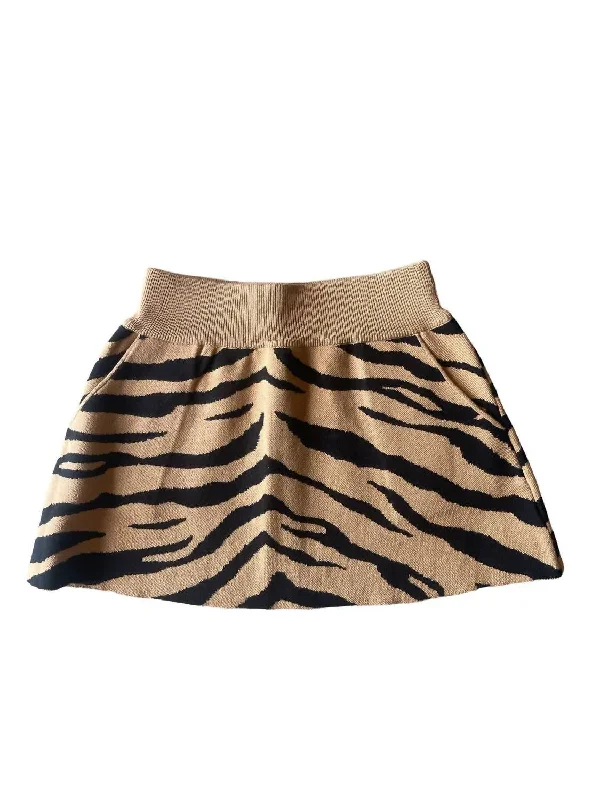 Tiger Sweater Skirt In Brown