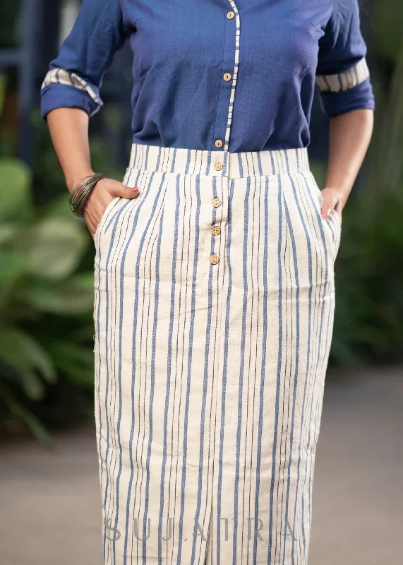 trendy-striped-white-indowestern-skirt-cotton-blue-shirt-optional