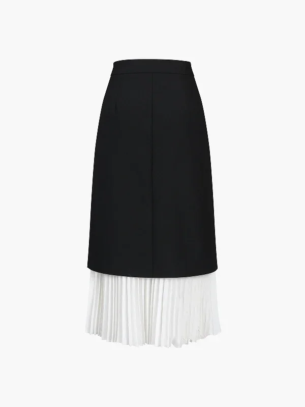 two-tone-pleated-long-skirt