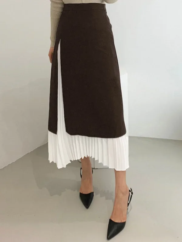 two-tone-pleated-long-skirt