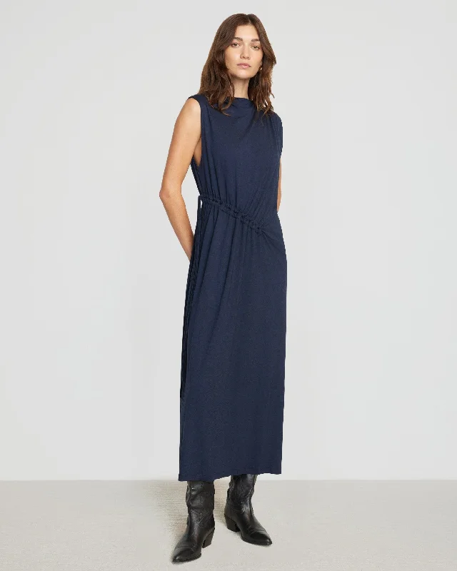 tyra-asymmetric-ruched-tank-dress-navy