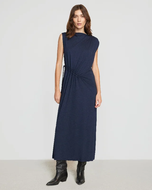 tyra-asymmetric-ruched-tank-dress-navy