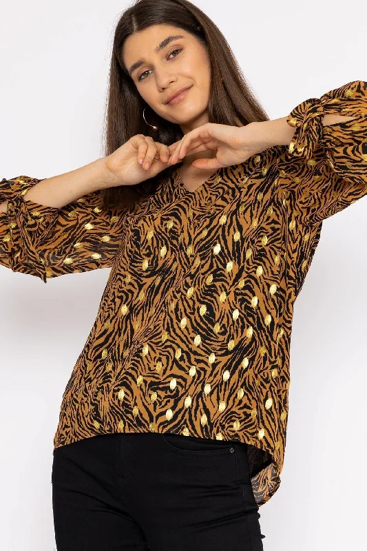 v-neck-tie-sleeve-top-in-gold-animal-print