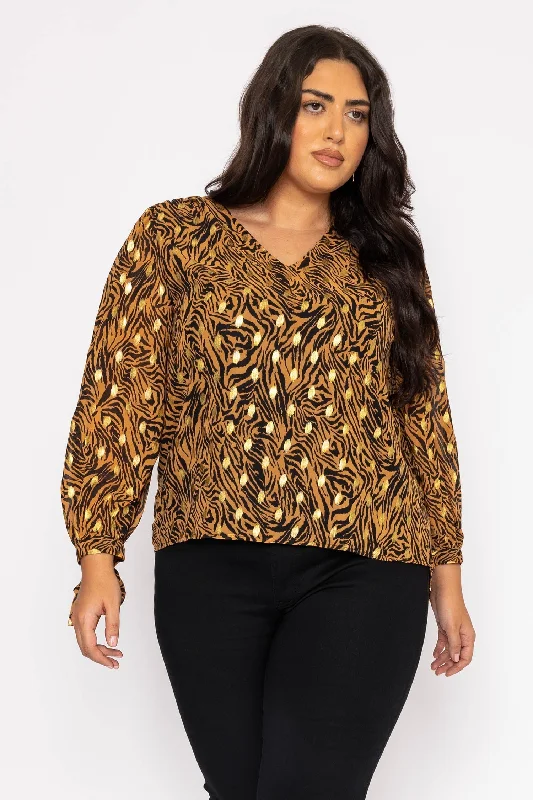 v-neck-tie-sleeve-top-in-gold-animal-print