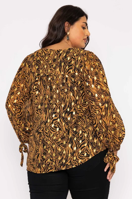 v-neck-tie-sleeve-top-in-gold-animal-print