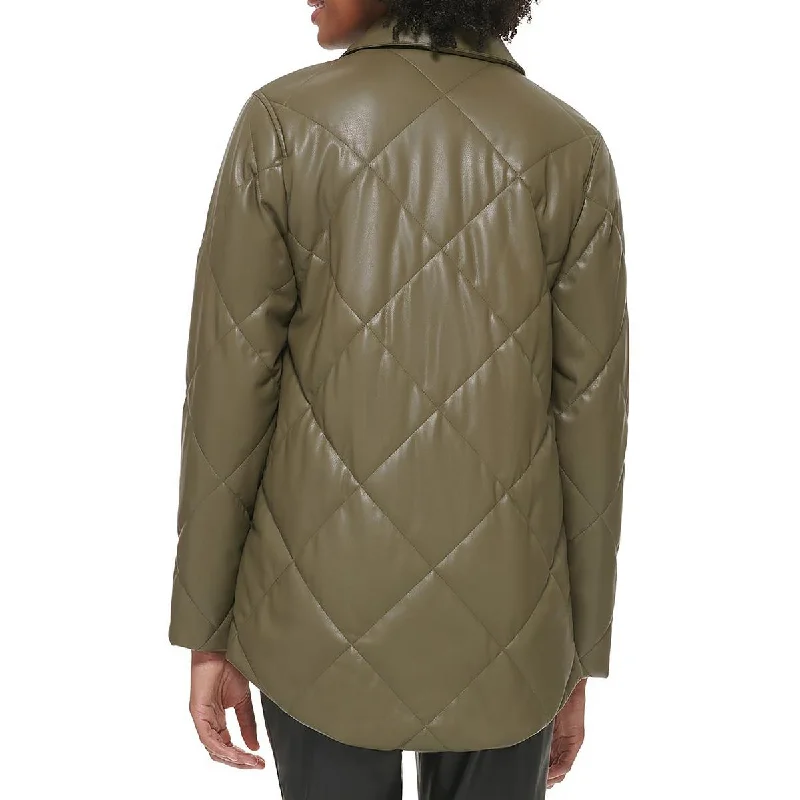 womens-faux-leather-warm-quilted-coat