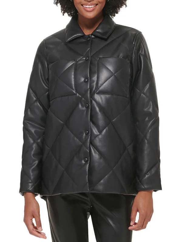 womens-faux-leather-warm-quilted-coat